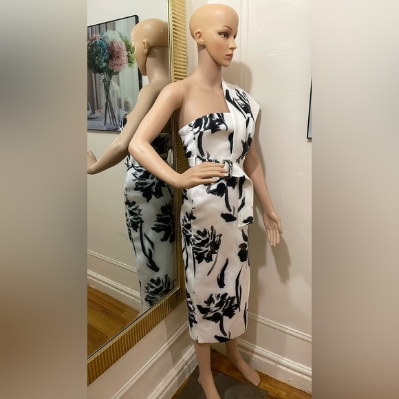 ASOS Elegant Black and White Floral One-Shoulder Dress - Picture 13 of 16